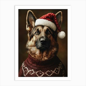 German Shepherd In Christmas Jumper Art Print