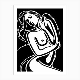 Abstract Nude Woman Black And White Art Print