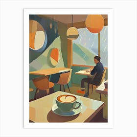 Illustration Of A Cozy Café Interior Art Print