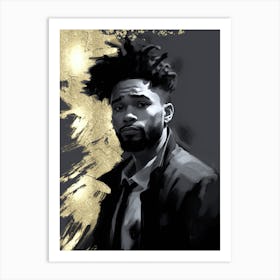 Black Man with Gold Abstract 5 Art Print