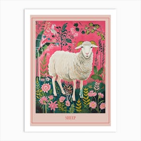 Floral Animal Painting Sheep 1 Poster Art Print