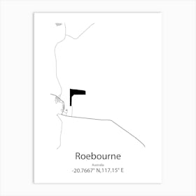 Roebourne,Australia Minimalist Map Art Print