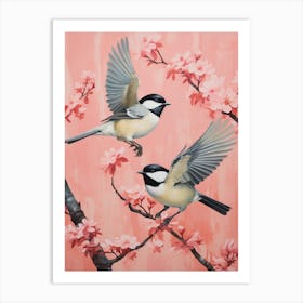 Vintage Japanese Inspired Bird Print Carolina Chickadee 1 Art Print