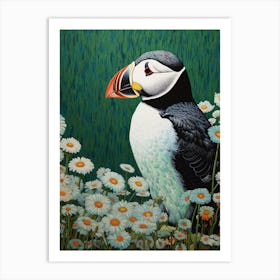 Ohara Koson Inspired Bird Painting Puffin 3 Art Print
