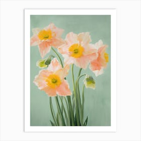 Bunch Of Daffodils Flowers Acrylic Painting In Pastel Colours 10 Art Print