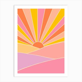 Abstract Sunset retro Art Print