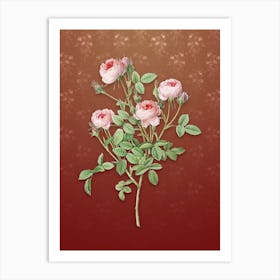 Vintage Burgundian Rose Botanical on Falu Red Pattern n.1960 Art Print