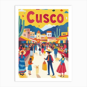 Aihrgdesign A 1970s Inspired Travel Poster For Cusco 2 Art Print