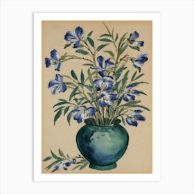 Blue Flowers In A Vase Art Print