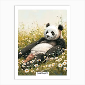 Giant Panda Resting In A Field Of Daisies Poster 4 Art Print