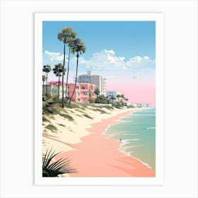 An Illustration In Pink Tones Of Panama City Beach Florida 1 Art Print
