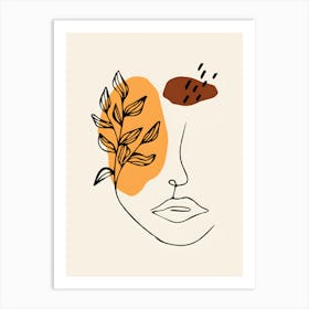 Drawing Of A Woman'S Face Art Print