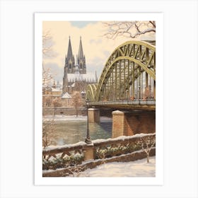 Vintage Winter Illustration Cologne Germany 1 Art Print