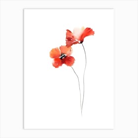 Watercolor Poppies 1 Art Print