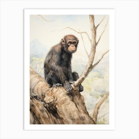 Storybook Animal Watercolour Bonobo 1 Art Print