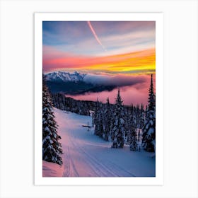 Les Arcs, France Sunrise Skiing Poster Art Print