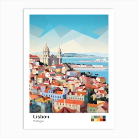 Lisbon, Portugal, Geometric Illustration 1 Poster Art Print