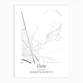 Clute,United States Minimalist Map 1 Art Print