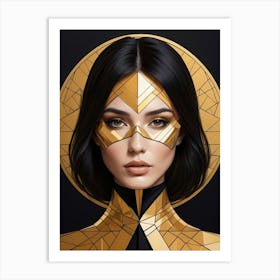 Geometric Woman Portrait Luxury Gold (30) Art Print