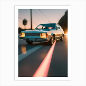 Car Driving At Night Art Print