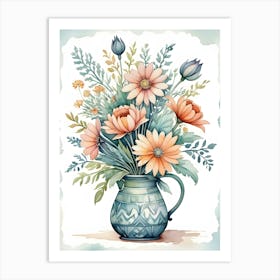 Watercolor Flowers In A Vase 8 Art Print