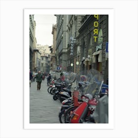 Scooters Parked In The Street Florence Italy Art Print