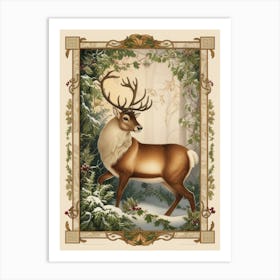 Deer In The Woods 1 Style William Morris Art Print