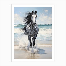 A Horse Oil Painting In Pink Sands Beach, Bahamas, Portrait 1 Art Print
