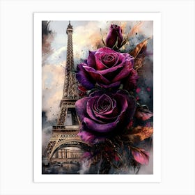 Parisian Elegance: Vintage Collage with Roses and Calligraphy Art Print