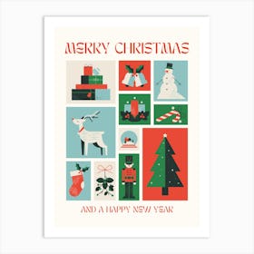 Merry Christmas And Happy New Year Art Print