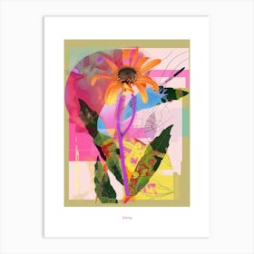 Daisy 1 Neon Flower Collage Poster Art Print