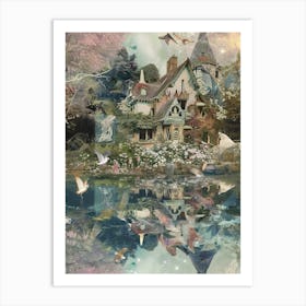 Collage Pond Monet Fairies Scrapbook 2 Art Print