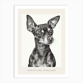 Miniature Pinscher Dog Line Sketch 3 Poster Art Print