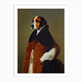 American English Coonhound 2 Renaissance Portrait Oil Painting Art Print