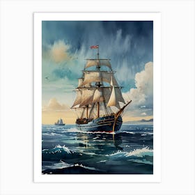 Sailing Ship In The Ocean 4 Art Print