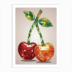 Mosaic Cherries Art Print