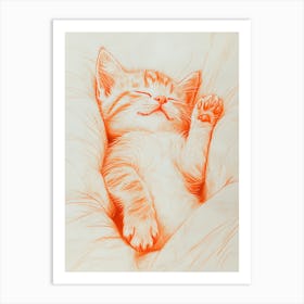 Cat Sleeping Art Print