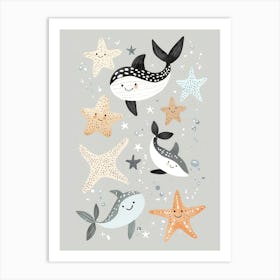 Starfish And Whales Art Print