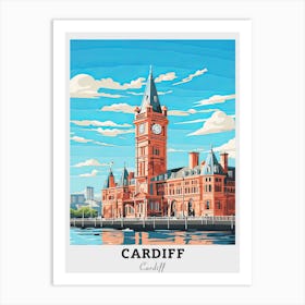 Cardiff Clock Tower Travel Art Print