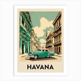 Havana Retro Travel Poster 1 Art Print