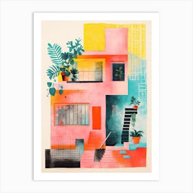 A House In Barcelona, Abstract Risograph Style 7 Art Print