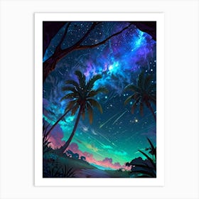 Night Sky With Palm Trees Art Print