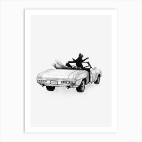 Black Cats In The Car Art Print