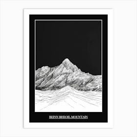 Beinn Bheoil Mountain Line Drawing 3 Poster Art Print