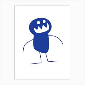 Kids Art Blue Mascot Monster Art Print