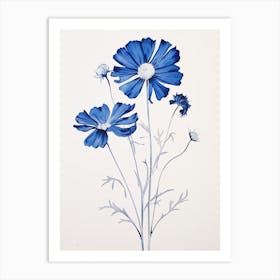 Blue Botanical Cosmos 2 Art Print