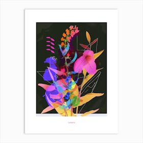 Lobelia 4 Neon Flower Collage Poster Art Print