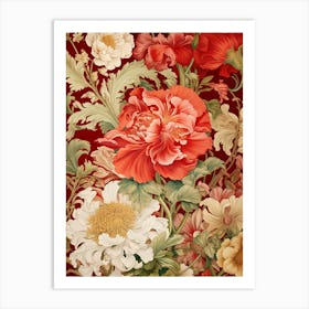 Red Flowers On A Red Background Art Print