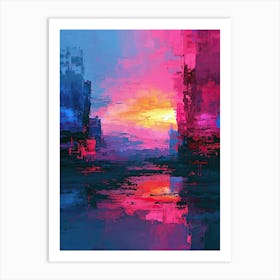 Abstract Sunset | Pixel Minimalism Art Series 1 Art Print