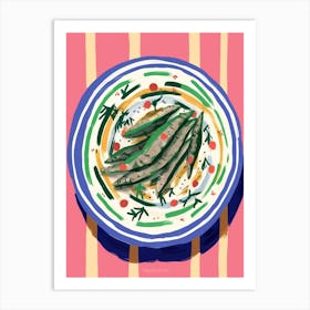 A Plate Of Sardines Top View Food Illustration 2 Art Print